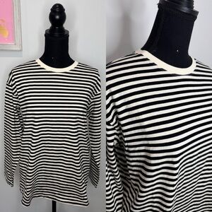 Mango Black and White Striped Women’s Long Sleeve Top (XS)